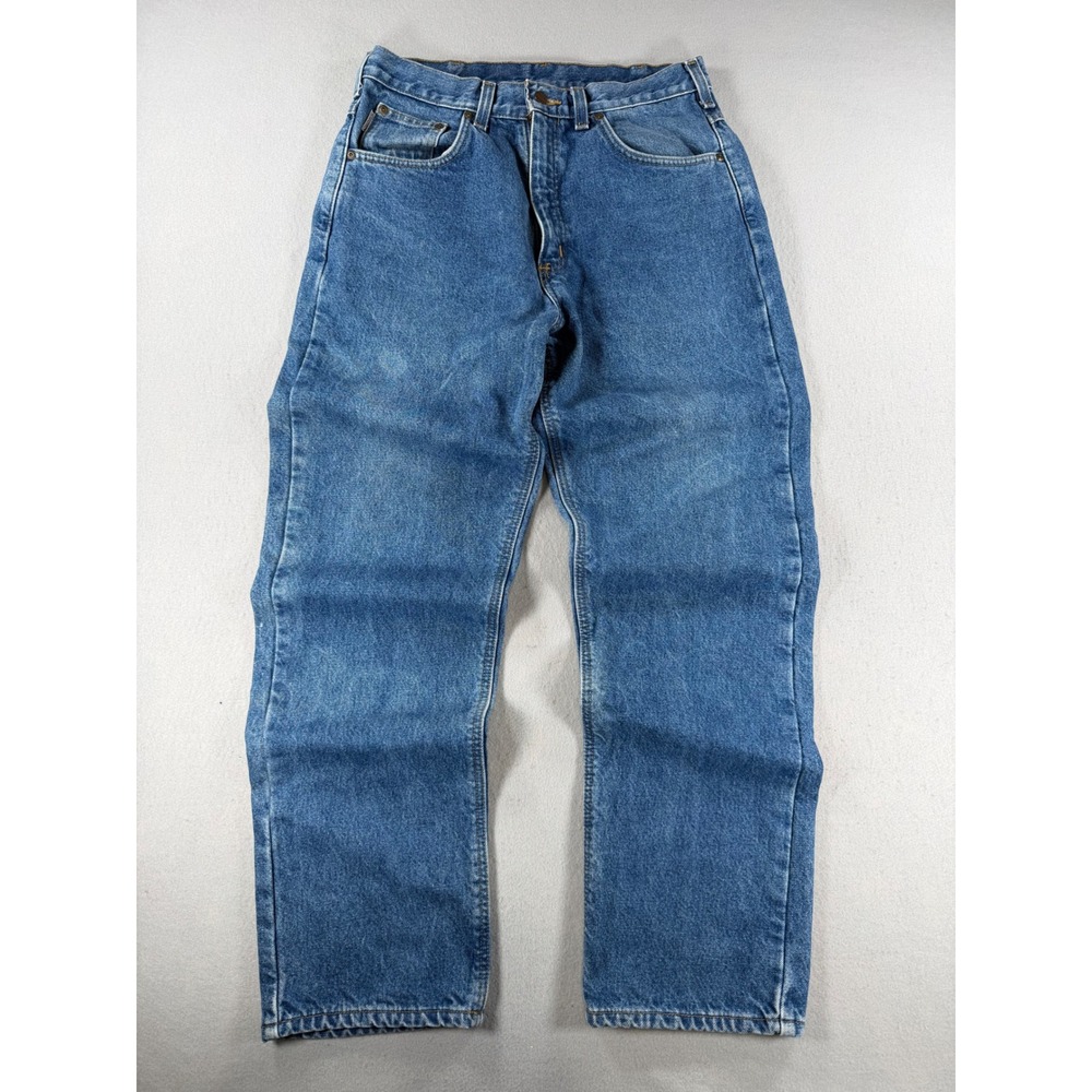 Vtg Carhartt Mens Relaxed Fit Straight Leg Jeans Medium Wash Blue Denim 34x32